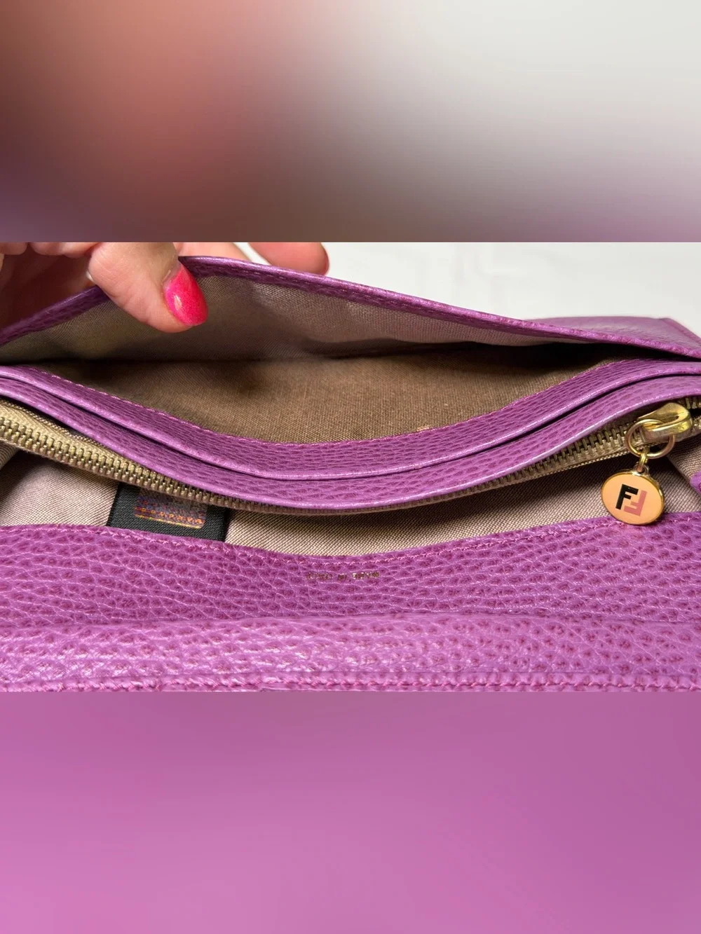 Fendi purple pebbled leather wallet - Picture 15 of 16